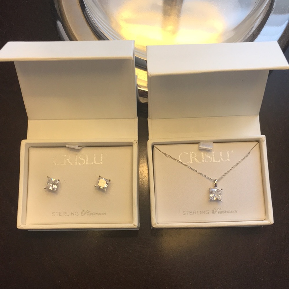 Platinum Sterling Necklace & Earrings